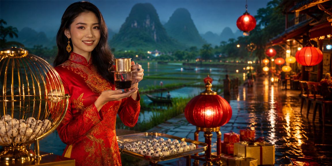 Quang cảnh cà phê xổ số tại Ninh Bình với khách hàng tập trung